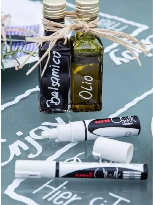 UNI-POSCA Маркер UNI Chalk PWE - 8K меловой, фл-зеленый, золотой, фото 7