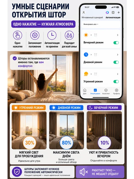 LOONAS Tuya Wifi шторы электроуправляемые 3.1m, работает Алиса, белый, фото 4