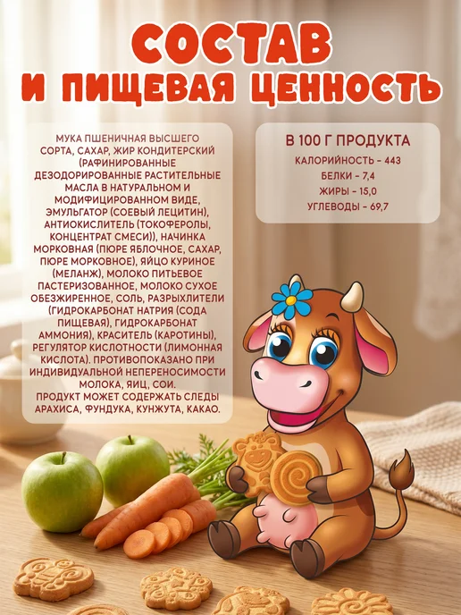 Сладкая слобода Печенье детское Муля Красотуля 250 г, 250 г, фото 6