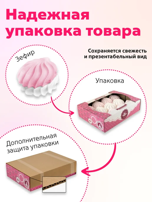 КФ Кронштадтская Зефир Бело-розовый с ванильно-малиновым вкусом 500 гр, 500 г, фото 3