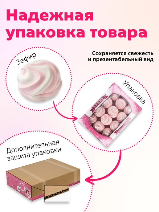 КФ Кронштадтская Зефир Зефиркино счастье с клубнично-сливочным вкусом 500 гр, 500 г, фото 3