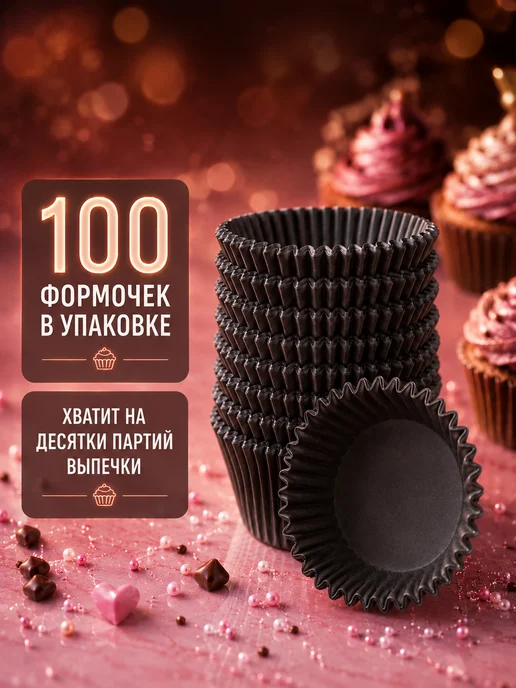 IG Pack Одноразовая бумажная форма для выпечки кексов 50х30мм,200 шт, 100 шт, фото 4