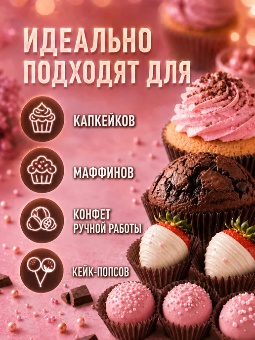 IG Pack Одноразовая бумажная форма для выпечки кексов 50х30мм,200 шт, 100 шт, фото 5