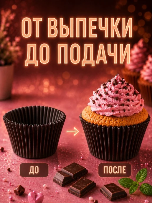 IG Pack Одноразовая бумажная форма для выпечки кексов 50х30мм,200 шт, 100 шт, фото 6