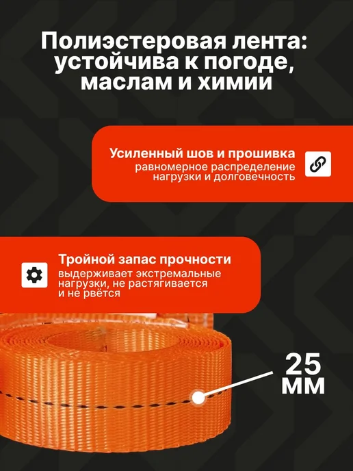 Grosco Стяжные ремни для крепления груза 15м 4шт, 15 м, 4 шт, фото 3