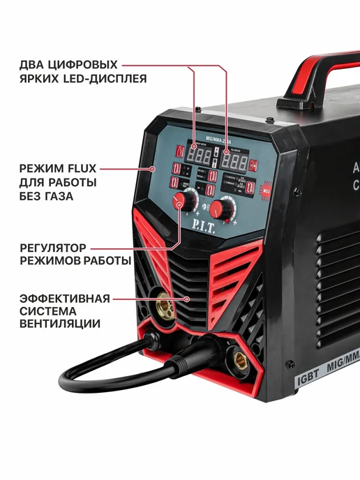 P.I.T. Сварочный полуавтомат c газом и без PIT ПИТ, черный, фото 2