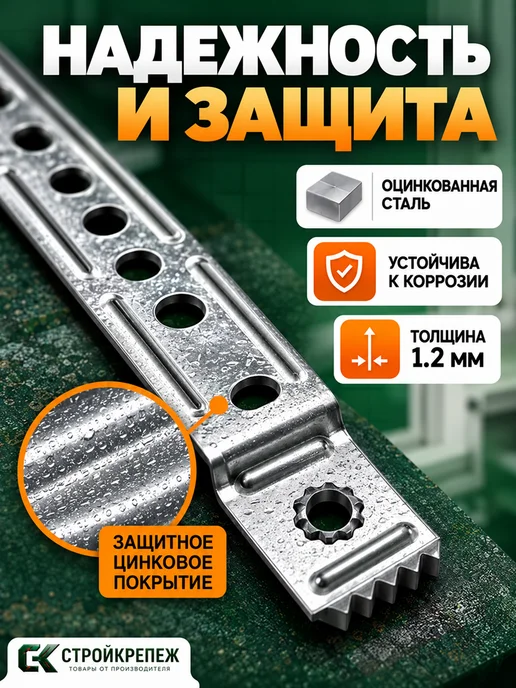 StroyKrepezh Анкерная пластина PO REHAU 150*25*1,2 мм поворотная 20 шт, 150x25, 10 шт, фото 5