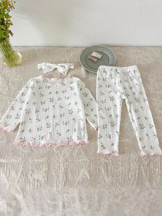 Muffin.Kids Пижама для новорожденных костюм детский со штанами, белый, фото 7
