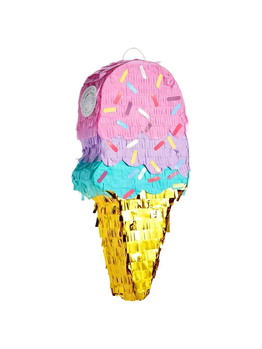 Пиньята Мороженое, Розовый/Золото, Металлик 41,5*19,5*7,5 см