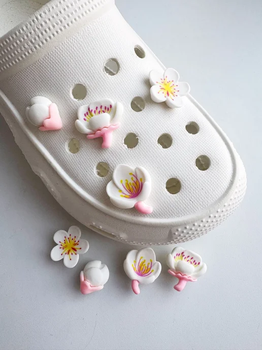 Джибитсы JibbStore Джибитсы на crocs, jibbitz набор цветы, белый, фото 2