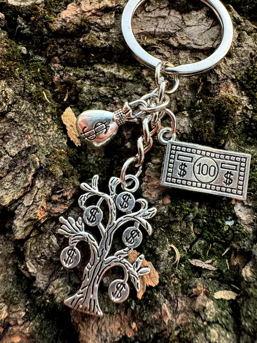 Keyring Брелок Денежное дерево, серый, фото 2