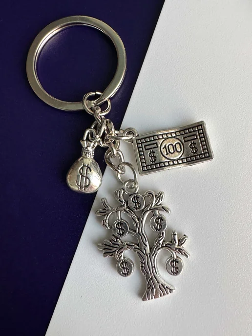 Keyring Брелок Денежное дерево, серый, фото 4