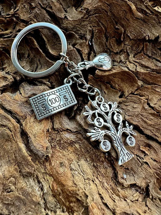 Keyring Брелок Денежное дерево, серый, фото 5