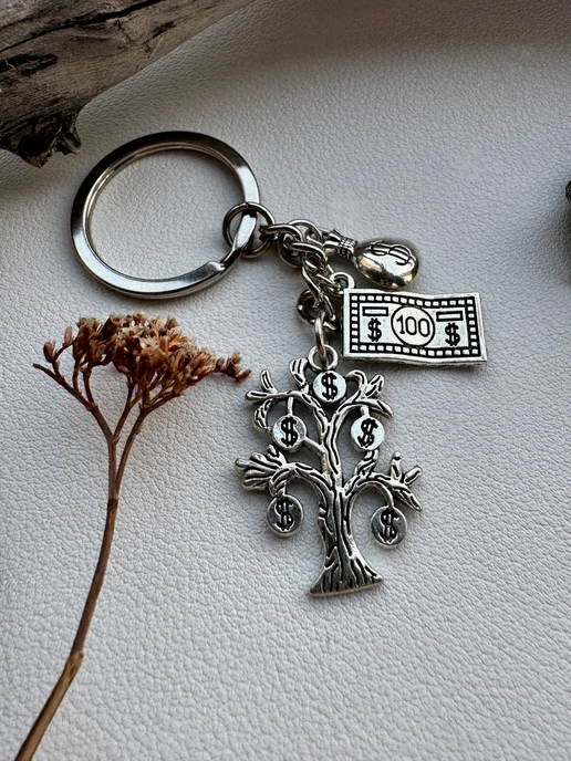 Keyring Брелок Денежное дерево, серый, фото 7