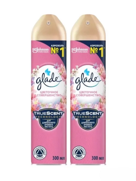 Glade Освежитель воздуха Цветочные совершенство 300мл 2шт, 300 мл, 2 шт