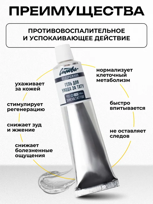 Синева Подорожник гель для заживления тату и ухода, 40 мл, 40 мл, фото 2
