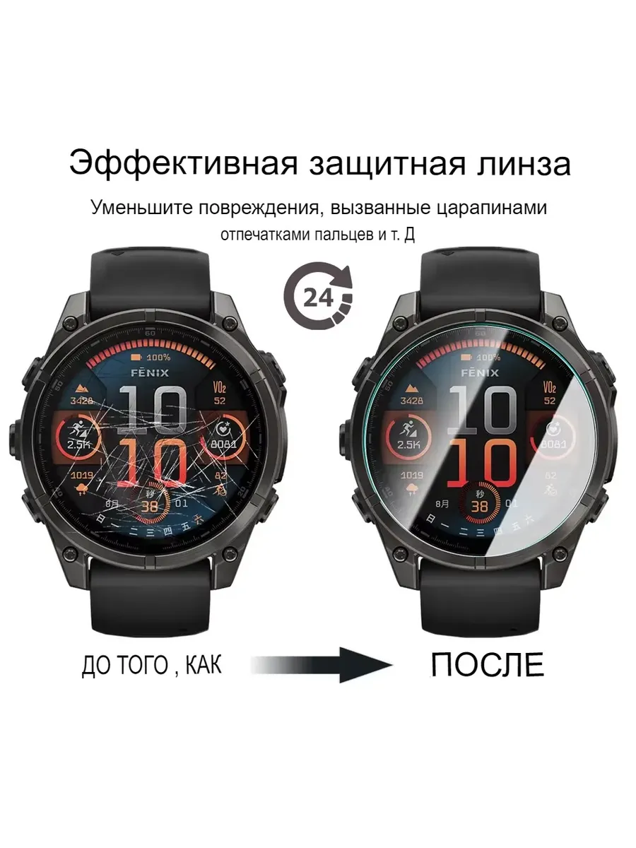 Защитное стекло 9H для часов Garmin Fenix 8 (с раммой 51 мм)
