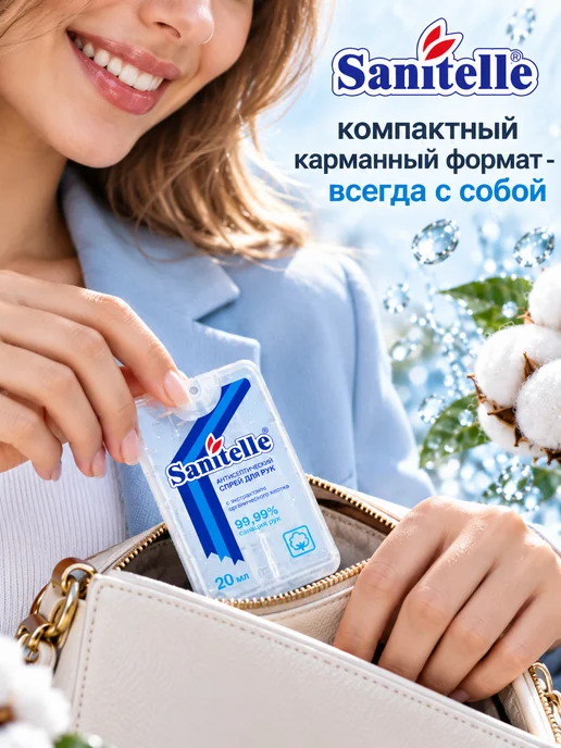 Sanitelle Антисептик для рук спрей карманный, 20 мл, 6 шт, 20 мл, 6 шт, фото 4