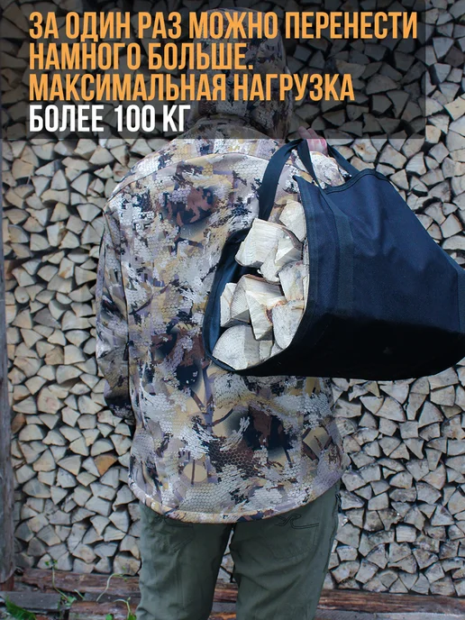 Пролекс Сумка переноска для дров дровница для дачи и бани, черный, фото 4