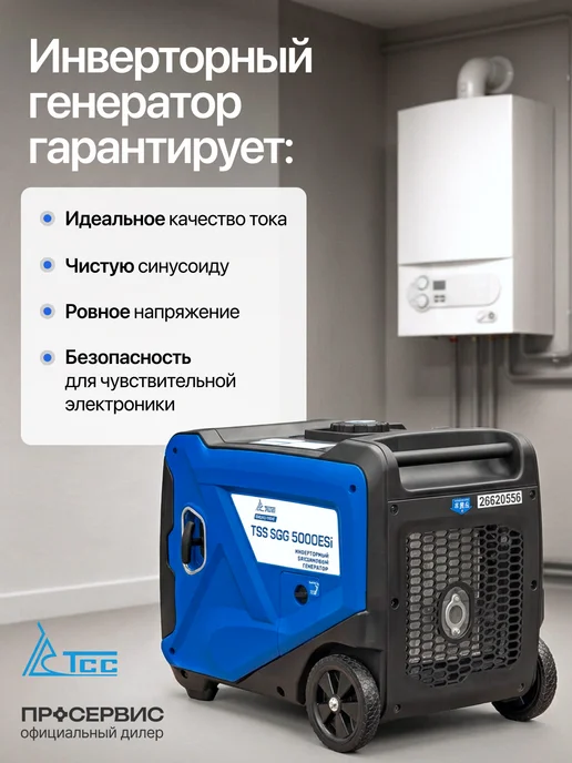 ТСС Генератор бензиновый инверторный SGG 5000ESi, синий, фото 3