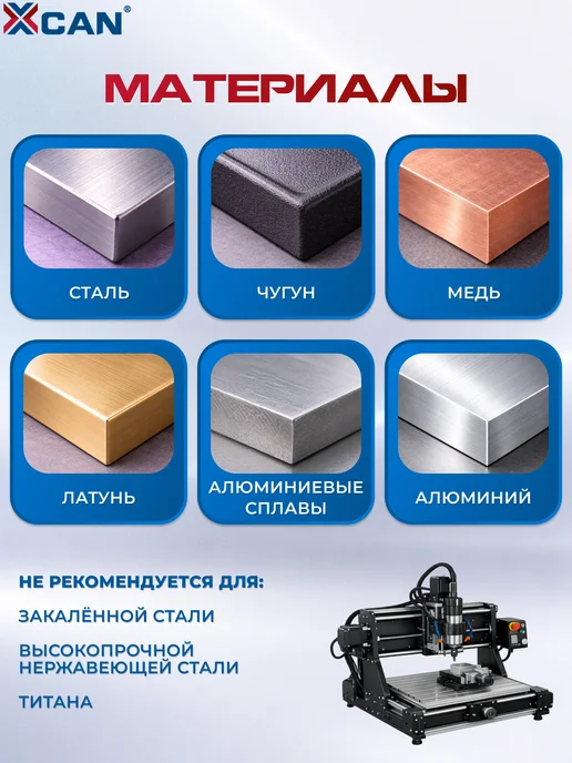 XCAN Фреза концевая спиральная HSS 6 мм для чпу, синий, фото 4