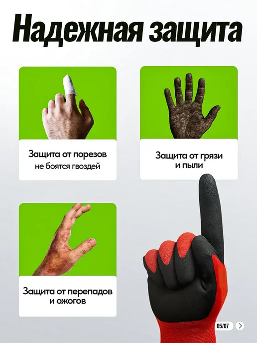 ALUKOMTOOLS Перчатки рабочие строительные с обливом 12 пар, вариант, фото 7