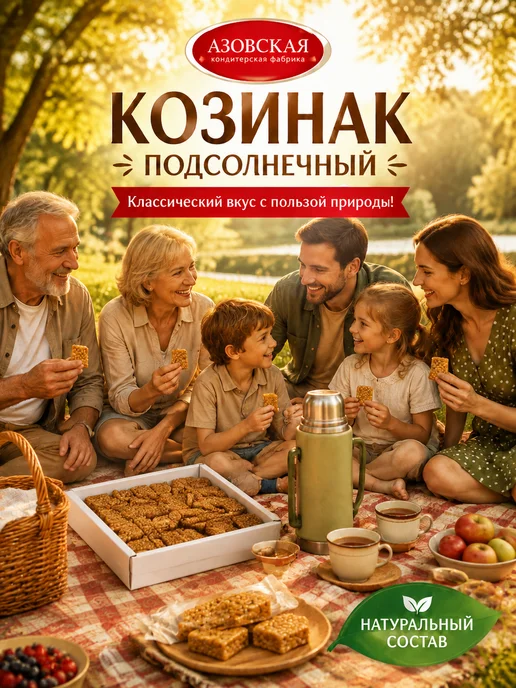 Азовская кондитерская фабрика Козинак подсолнечный 1500 гр, 1,5 кг, фото 3