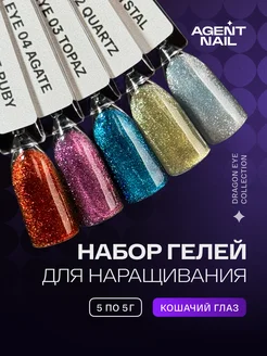 Набор гелей кошачий глаз для наращивания ногтей 5 шт 5г Agent Nail 299455916 купить за 931 ₽ в интернет-магазине Wildberries