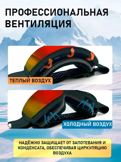 Barracuda Fish Маска очки горнолыжные сноубордические, черный, фото 3
