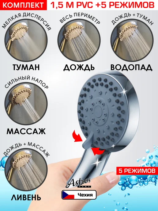 Усиленный шланг для душа с лейкой Шланг для душа с лейкой 1,5 PVC, серый, фото 2