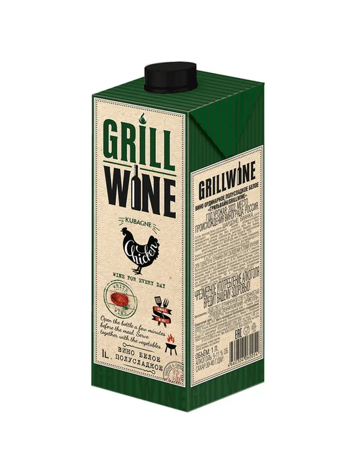Вино GrillWine белое полусладкое 1 л, 1 л