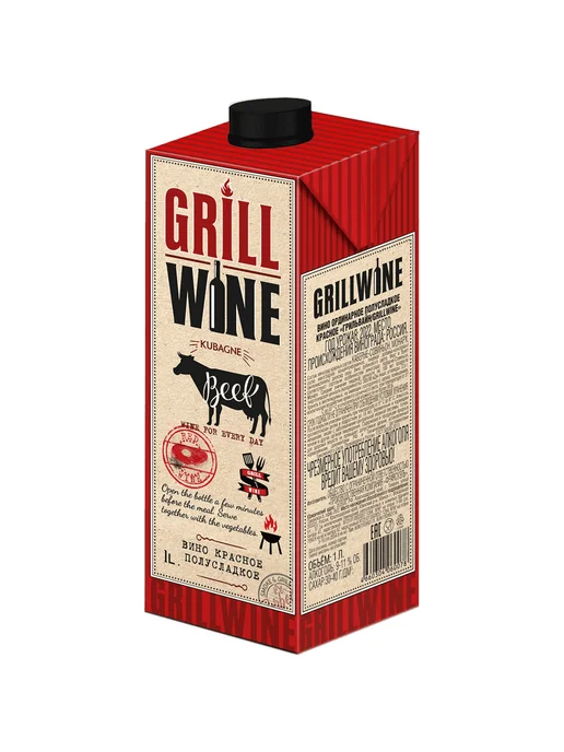 Вино GrillWine красное полусладкое 1 л, 1 л
