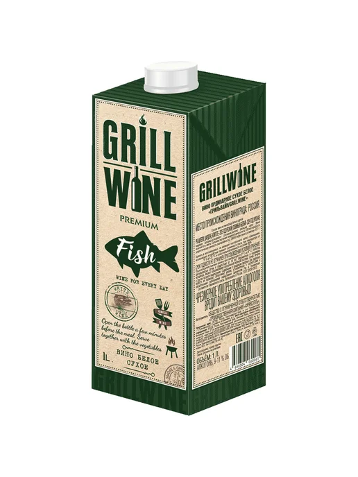 Вино GrillWine белое сухое 1 л, 1 л