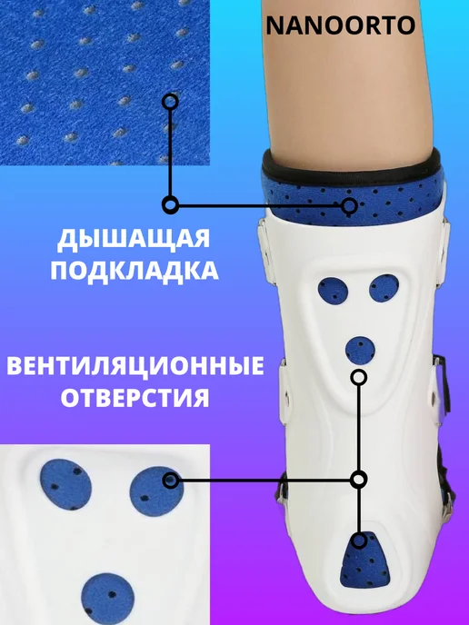 NanoOrto Ортез на голень. Жесткий фиксатор Правый, синий, фото 5