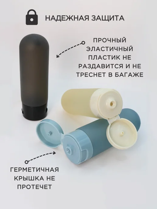 Дорожный набор флаконов для путешествий 4 в 1 в косметичке, вариант, фото 4