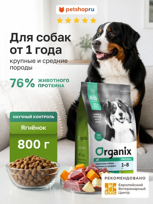 Сухой корм Organix Фруктами для собак, ягненок, 0,8 кг