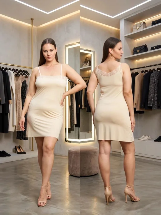 NIKARAQUA SHOP Комбинация под платье короткая, бежевый, фото 2
