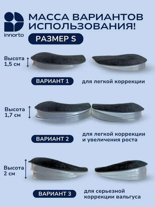 INNORTO Ортопедические стельки вальгус подпяточник, черный, фото 4