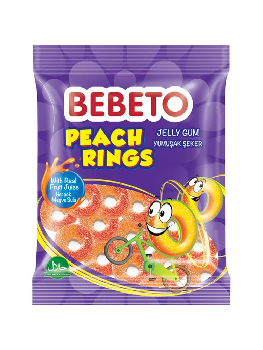 Мармелад жевательный Bebeto Peach Rings 70 г, 70 г