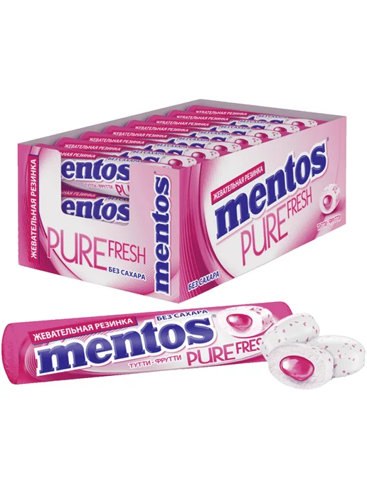 Mentos Жевательная резинка Pure Fresh Тутти-Фрутти 54 г, 15,5 г