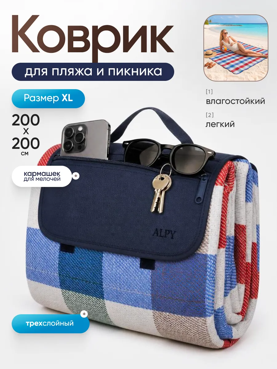 Коврик пляжный для пикника и пляжа