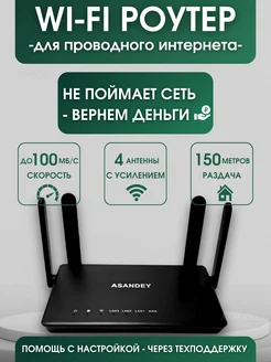 Wi-Fi-роутер для дома на 4 антенны ASANDEY 300524267 купить за 1 999 ₽ в интернет-магазине Wildberries