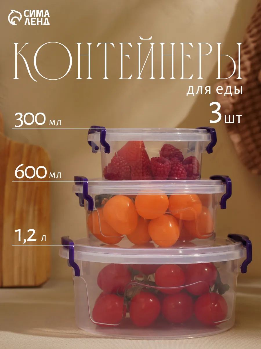 Набор контейнеров пищевых RICCO, 3 шт