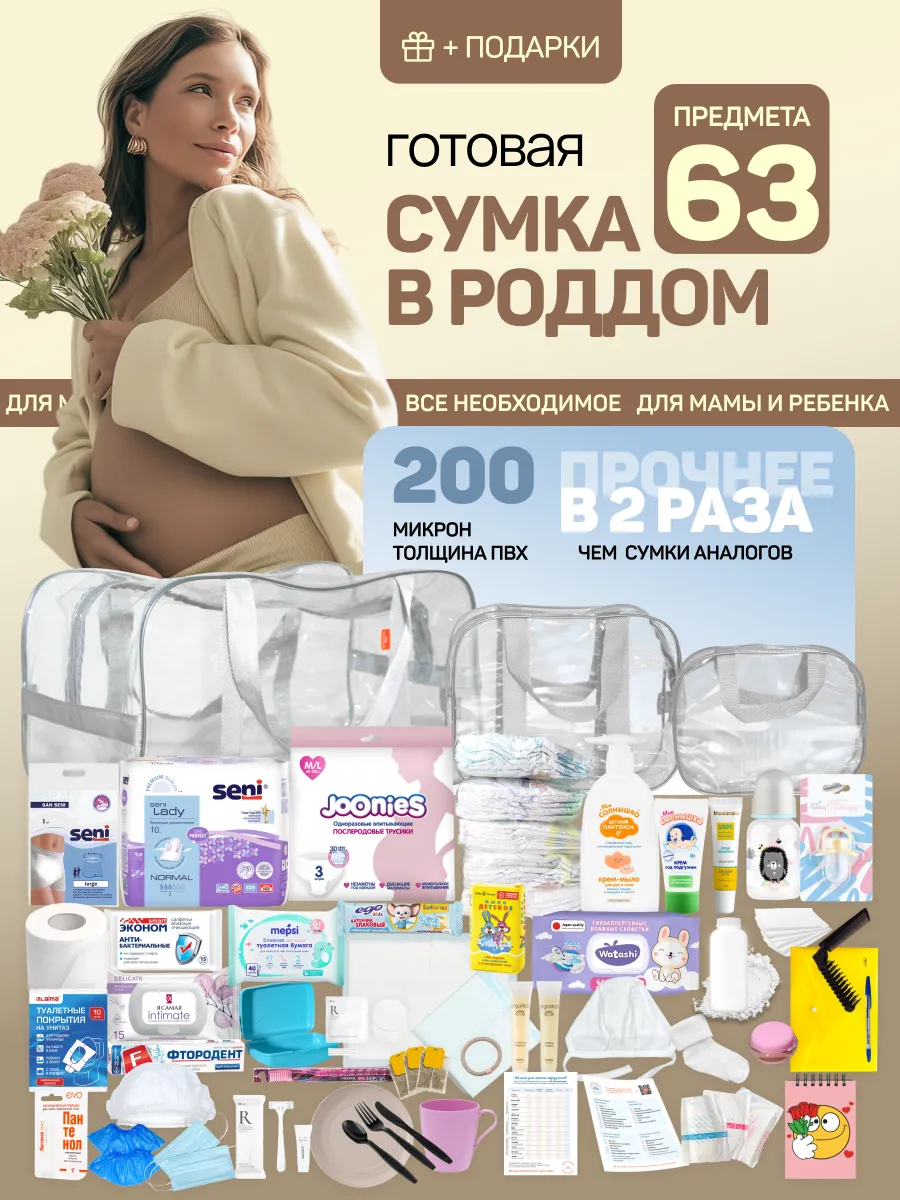 Сумка в роддом готовая для мамы и малыша