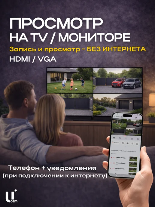 Ucam Готовый комплект видеонаблюдения 3 IP POE камеры с диском, белый, фото 4