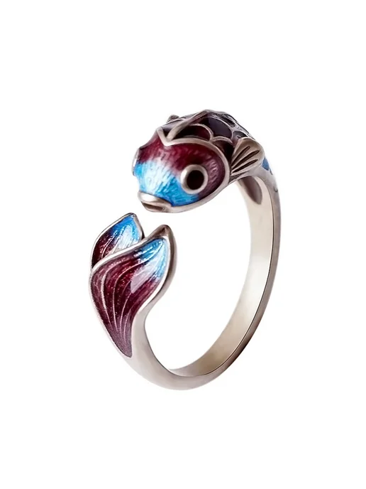 be self true jewel Кольцо безразмерное бижутерия рыба женское, голубой, фото 2