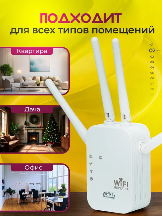 ТЕХМИР Усилитель Wi-Fi сигнала репитер, белый, фото 2
