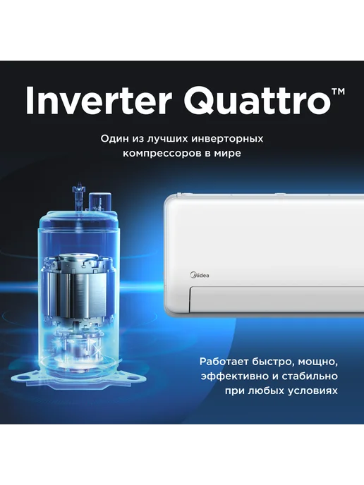 Midea Сплит-система кондиционер инверторная Heat Force до 25м2, белый, фото 4