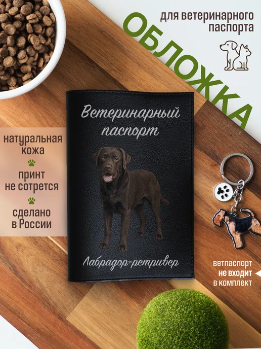Russian.Handmade Обложка на ветеринарный паспорт Золотистый ретривер, черный