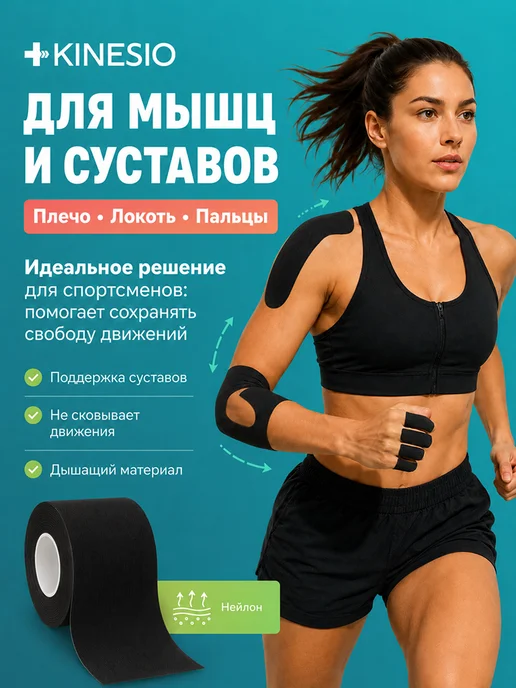 Kinesio Tape Кинезио тейп для тела бежевый хлопковый профессиональный, вариант, фото 3